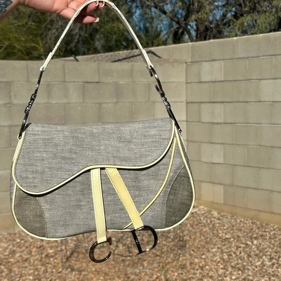 Dior Gray and Cream Shoulder Bag - Picture 2 of 9